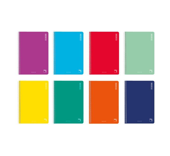 Pacsa Cuaderno Basic 80H 4º 60Gr 1 Linea Tapas Cartón Pack 10 Ud Colores Surtidos
