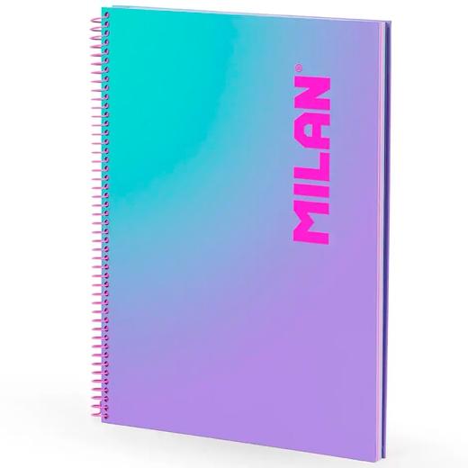 Milan Cuaderno Espiral A4 90H 95Gr Cuadrícula 5X5 Tapa Dura Colección Sunset Lila