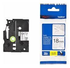 Brother Cinta Rotuladora Laminada De Seguridad Texto Negro Sobre Blanco - 18Mmx8M