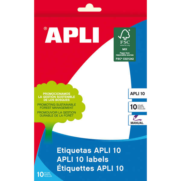 Apli Pack De 10 Etiquetas 105X149Mm - Adhesivo Permanente - Cantos Romos - Color Blanco