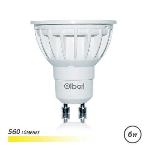 Elbat Bombilla Led Gu10 6W 560Lm Luz Calida - Ahorro De Energia - Larga Vida Util - Facil Instalacion - Color Blanco Calido
