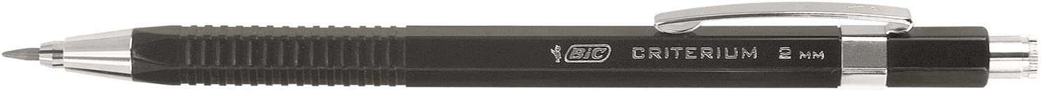 Bic Criterium Portaminas 2Mm Hb Con Goma - Punta Retractil - Clip Metalico - Cuerpo De Color Negro