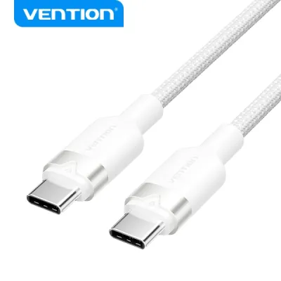 Vention Cable Usb 2.0 Niquelado - 60W - 3A - 480Mbps - 2M - Pvc + Aluminio - Color Blanco