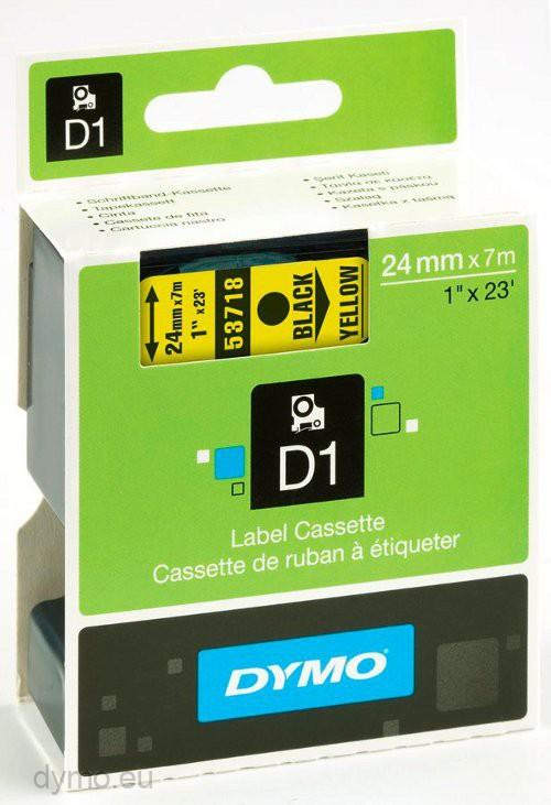 Dymo Cinta De Transferencia Termica D1 53718. Etiquetas Estándar Negro Sobre Amarillo De 24Mmx7M. Poliester Autoadhesiva. Rotuladora Labelmanager