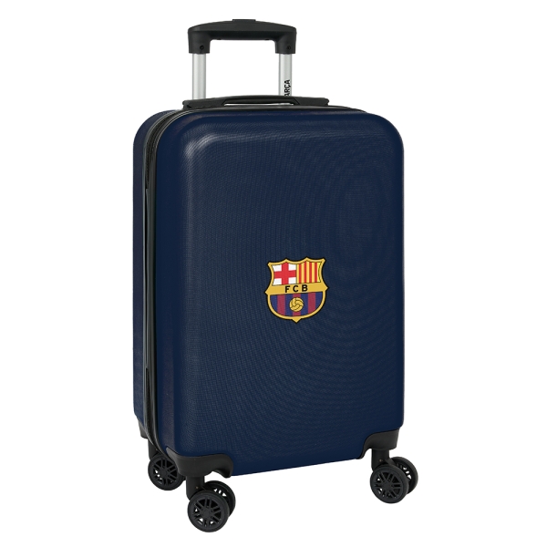 Safta F.c. Barcelona Maleta Con Ruedas 20" - Asa Telescopica - 4 Ruedas Giratorias - Cierre Con Candado - 34.5X55X20Cm - Color Azul Marino