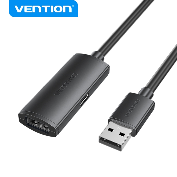 Vention Cable De Extension Activo Usb 2.0 - Transferencia De Datos 480 Mbps - Conexion Estable - Construccion Duradera - Color Negro