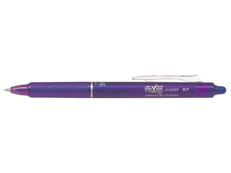 Pilot Frixion Clicker Boligrafo De Gel Borrable Retractil - Punta De Bola 0.7Mm - Trazo 0.4Mm - Grip Ergonomico - Color Violeta