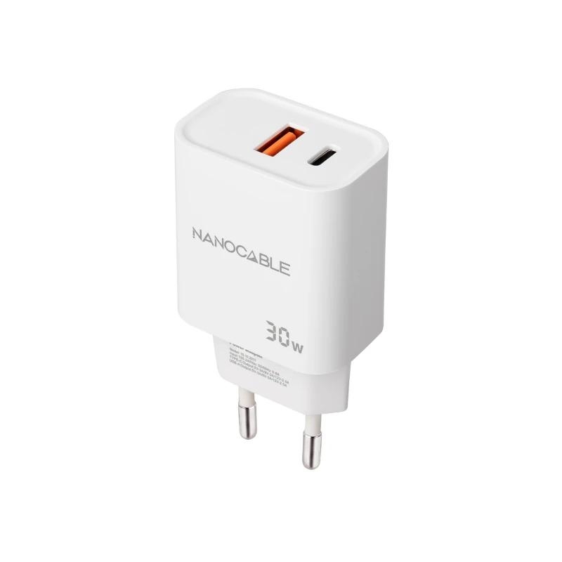 Nanocable Cargador Usb-C/Pd+Usb-A/Qc 30W Blanco