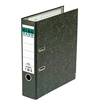 Elba Archivador Palanca A4 Lomo Ancho Rado Clásico Cartón Forrado Jaspeado Negro