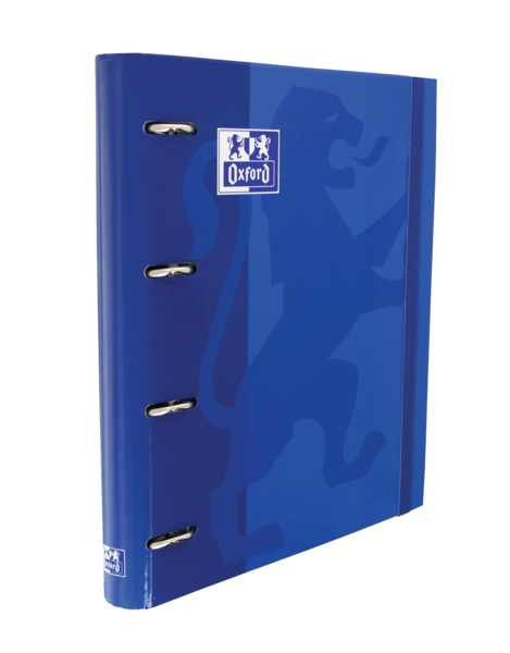 Oxford Europeanbinder Classic A4+ Carpeta De Anillas Con Recambio Cuadricula 5X5 - Tapa Extradura - Cierre Con Goma Elastica - Color Azul Marino