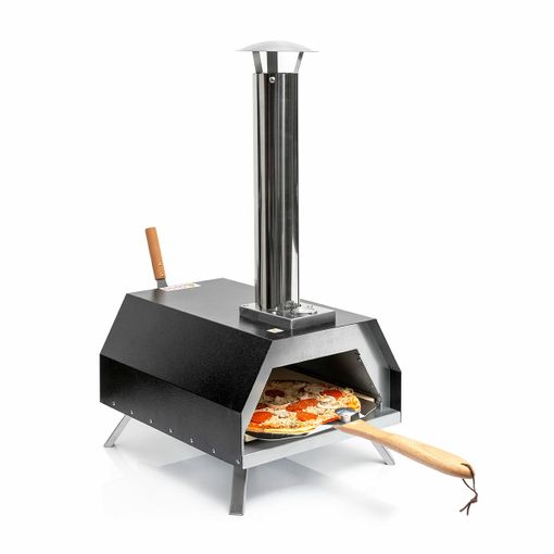 Innovagoods Pizzahven Horno Para Pizza Con Dispensador De Pellets - Control De Temperatura - Incluye Accesorios - Facil Transporte - 42X81X80Cm - Color Negro Y Acero