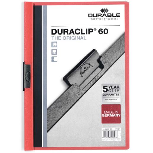Durable Carpeta Dossier Pinza Duraclip 60 Rojo A4 -25U-