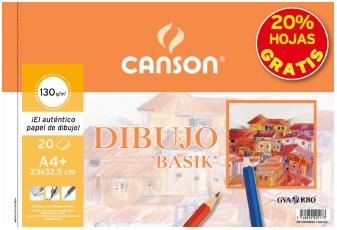 Canson Bloc Dibujo Basik Espiral 20H+20% Gratis A4+ 130Gr Microperforado Blanco Natural -10U-
