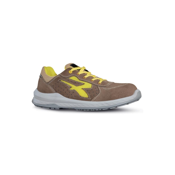 Upower Reflex S Esd Calzado De Seguridad Ligero - Talla 48 - Gamuza Perforada, Puntera Compuesta, Antiperforacion Textil, Suela Antideslizante, Plantilla Antifatiga, Proteccion S1Ps Fo Sr - Color Beige/Amarillo