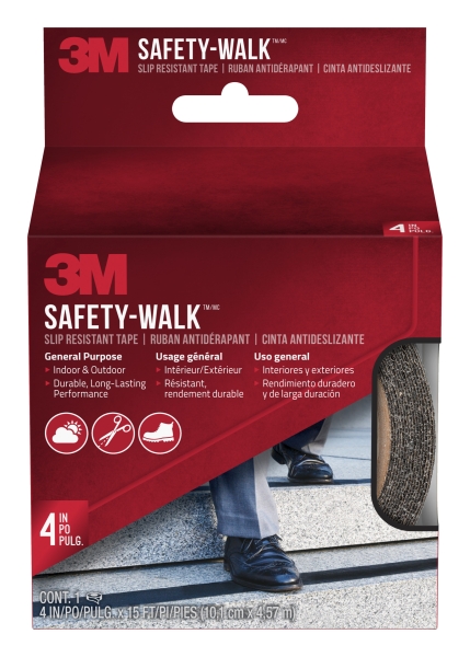 3M Safety-Walk Cinta Adhesiva Antideslizante - Uso En Interior Y Exterior - 101Mm X 4.57M - Color Negro