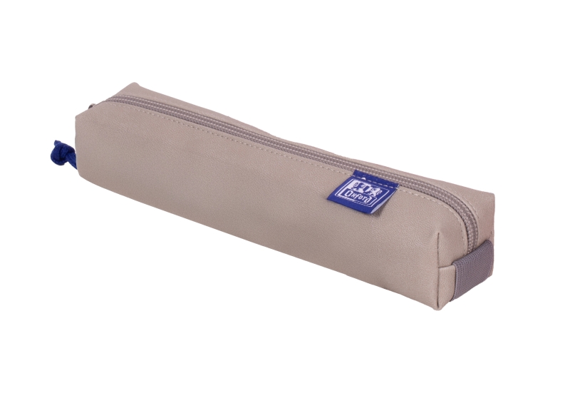 Oxford Kangoo & You Estuche Cuadrado Pequeño - Fabricados En Napa - Goma Elastica Para Unirlo Al Cuaderno - Color Gris Piedra