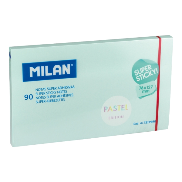 Milan Pack De 90 Notas Super Adhesivas - 76X127Mm - Color Azul Pastel