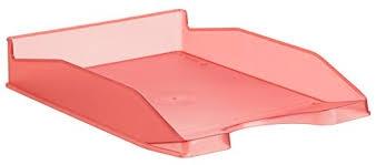 Archivo 2000 Bandeja Apilable En 3 Posiciones Fondo Liso Din A4 Y Folio 345X255X60 Mm Rojo Traslúcido