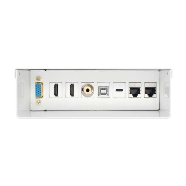 Aisens Caja De Conexiones Vga, Jack 3.5, 2X Hdm, 1X Usb-, 1X Usb-B, 2X Rj45 Cat.6A Stp - Color Blanco