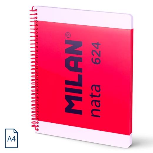 Milan Cuaderno Espiral A4 80H 95Gr 5X5Mm Tapa Dura Colección Nata® 624 Since 1918 Rosa