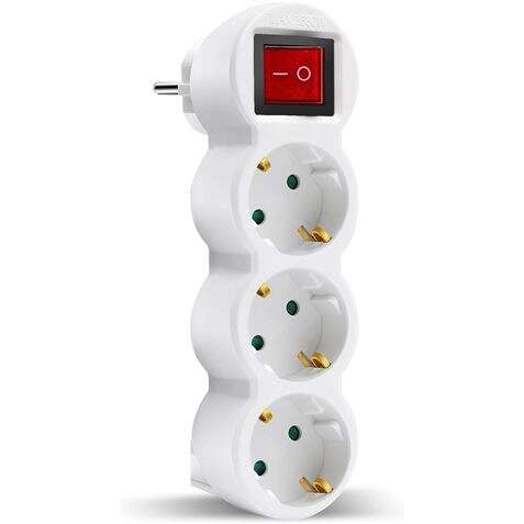 Elbat Base Multiple 3 Tomas Con Interruptor - Color Blanco
