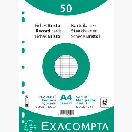 Exacompta Fichas Cartulina Bristol Taladro A4 Cuadrícula 5X5 Pack De 50 Blanco