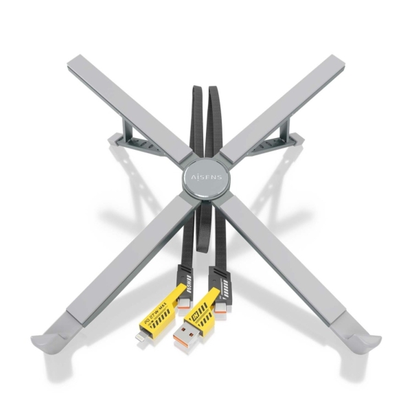 Aisens Soporte De Sobremesa Ajustable Para Portatil / Tablet - Usb-C - Docking 4 En 1 - Color Gris