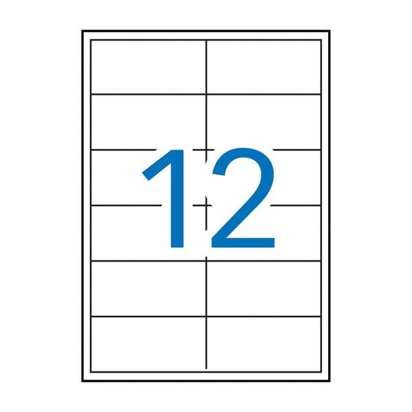 Apli Pack De 1.200 Etiquetas Rectangulares 97X42,4Mm - 100 Hojas Por 12 Etiquetas - Cantos Rectos - Adhesivo Removible - Permite Retirar Sin Dejar Rastro - Color Blanco