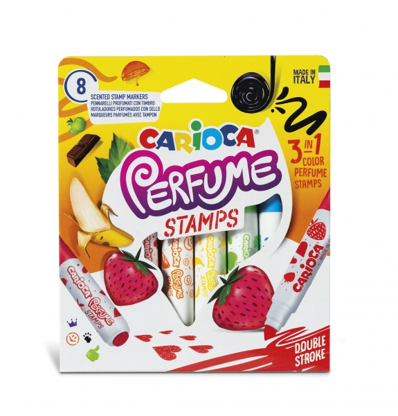 Carioca Pack De 8 Rotuladores Perfumados Doble Punta - Tinta Perfumada Y Lavable - Aromas Naturales - Libre De Sustancias Alergenicas - Punta Bloqueada Y Conica Para Doble Trazo - Color Varios