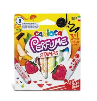 Carioca Pack De 8 Rotuladores Perfumados Doble Punta - Tinta Perfumada Y Lavable - Aromas Naturales - Libre De Sustancias Alergenicas - Punta Bloqueada Y Conica Para Doble Trazo - Color Varios