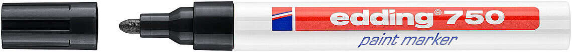 Edding 750 Rotulador Permanente - Punta Redonda - Trazo Entre 2 Y 4 Mm. - Tinta Opaca - Secado Rapido - Color Negro