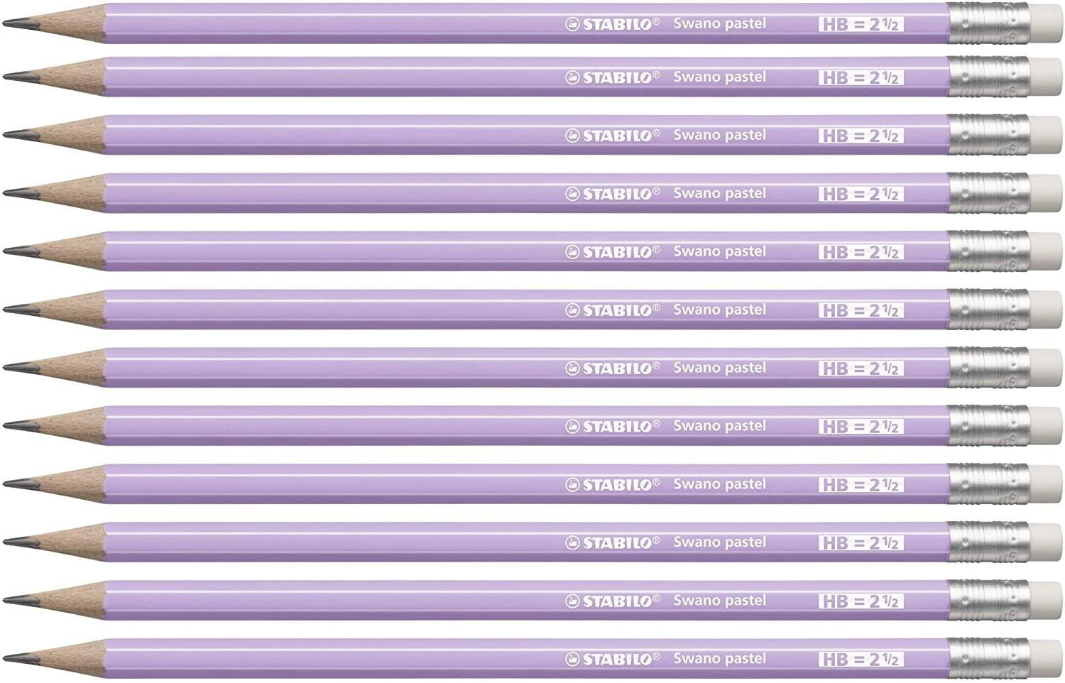 Stabilo Swano Lapiz Grafito Con Goma Pastel Lila -12U-