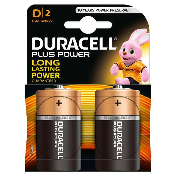 Duracell Mn1300B2 Pilas Alcalinas D Lr20 1.5V Plus Power (2 Unidades)