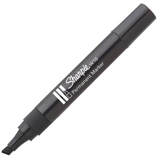Sharpie Marcador Permanente W10 Punta Biselada Negro Caja 12 Ud