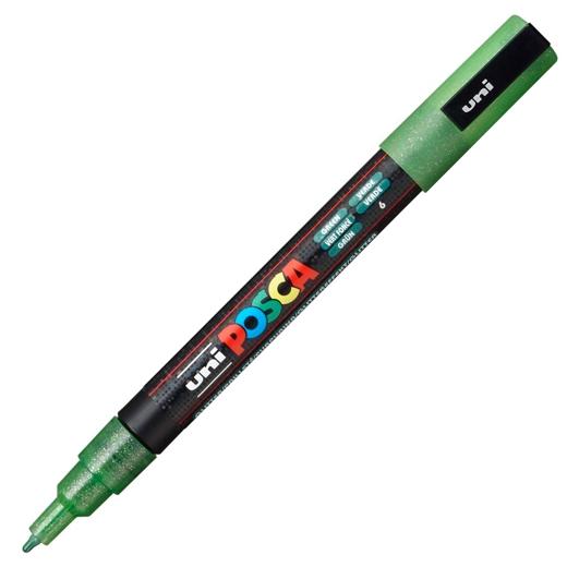 Posca Marcador  Pc-3Ml Punta Cónica 0,9 - 1,3 Mm Verde Purpurina