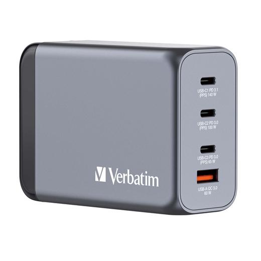 Verbatim Gnc-240 Cargador Pared Gan 240W Usb-A 3.0 Y 3Xusb-C 3.0