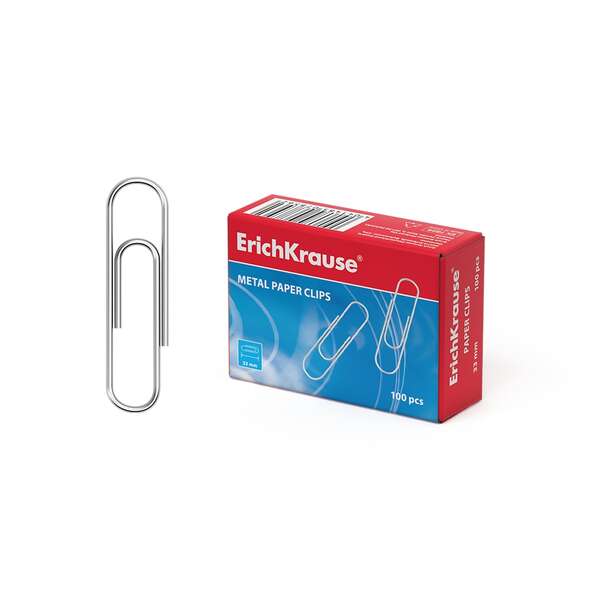 Erichkrause Caja De 100 Clips Metalicos 33Mm - Acero Revestido De Zinc - Alta Resistencia Y Durabilidad - Color Acero