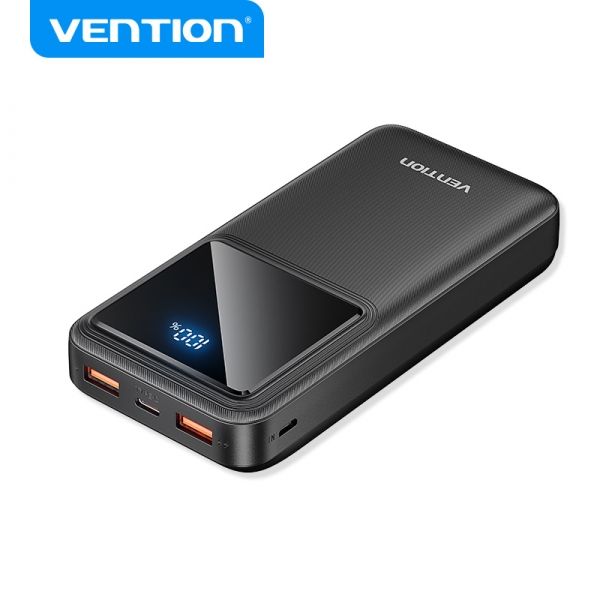 Vention Bateria Powerbank 20000Mah 22.5W Usb (C+A+A) Con Pantalla Led - Color Negro