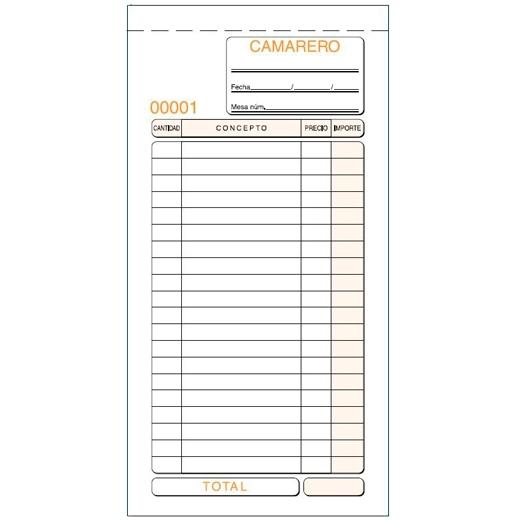 Loan Talonario Camareros Tercio De Folio Natural Simple