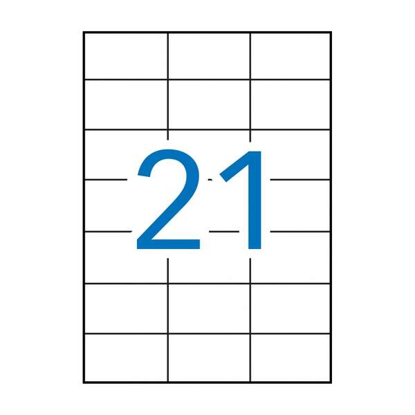 Apli Pack De 2.100 Etiquetas Rectangulares 70X42.4Mm - 100 Hojas Por 21 Etiquetas - Adhesivo Permanente - Cantos Rectos - Color Blanco