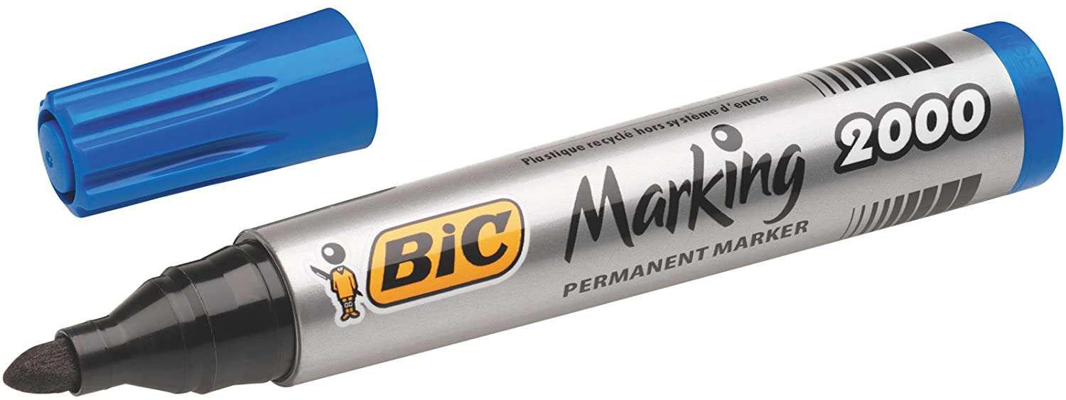 Bic Marking 2000 Ecolutions Rotulador Permanente - Tinta Con Base De Alcohol - Ecologico - Secado Rapido - Color Azul