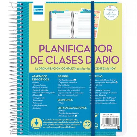 Finocam Cuaderno Planificador De Clases Diario 1/4 1Dp Espiral T/Polipropileno Español