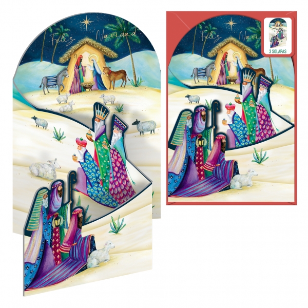 Dohe Estrella De Oriente Pack De 6 Tarjetas Desplegables De Felicitacion Navideña Con Sobre - Impresas A Todo Color
