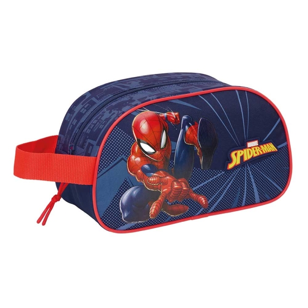 Safta Spider-Man Neceser De 5L - Cremallera - Asa Lateral - Adapatable A Carro - 260X120X150Mm - Color Azul Marino