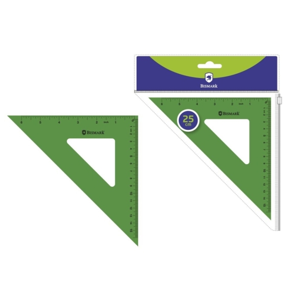 Bismark Escuadra Acrilica 25Cm - Alta Calidad - Funda Con Cierre - Color Verde