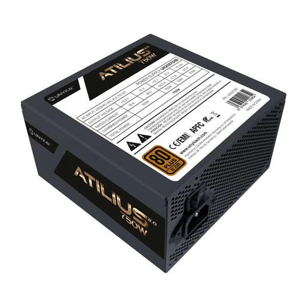 Unykach Atilius 2.0 Black 750W 80 Plus Bronze Fuente De Alimentacion 750W Atx 2.3 - Apfc - Ventilador 120Mm - Bulk