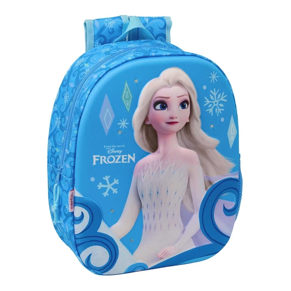 Safta Frozen Mochila 3D - Luces Led - Portabotellas - Hombreras Acolchadas - Asa Superior - 8.64L - 270X100X330Mm - Color Azul