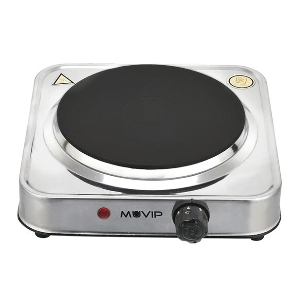 Muvip Mv0644 Cocina Electrica De 1 Placa 1500W - Acero Inoxidable - 5 Niveles De Potencia - Termostato Con Sistema De Seguridad