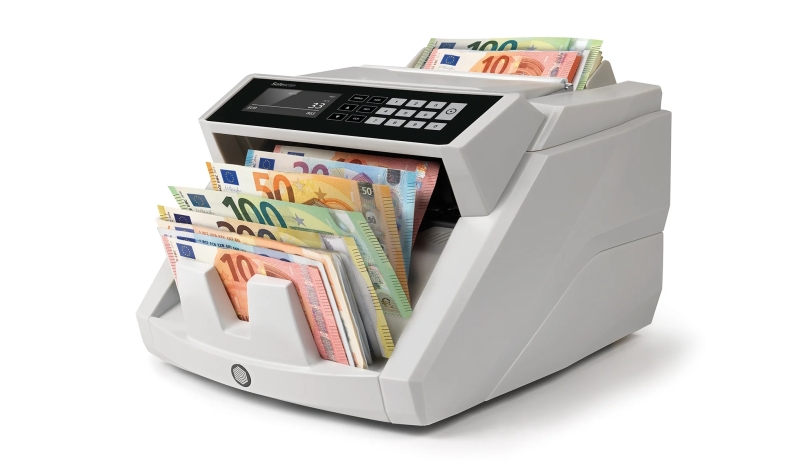 Safescan 2465-S Contadora De Billetes - Puede Contar Billetes De Euro Mezclados - Capacidad Hasta 300 Billetes - 1000 Billetes Por Minuto - Deteccion De Billetes Falsos
