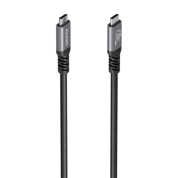 Aisens Cable Usb-C Macho - Soporta Hasta 240W - Longitud 2M - Velocidad De Transferencia Hasta 40Gbps - Resolucion 8K - Aluminio - Color Negro